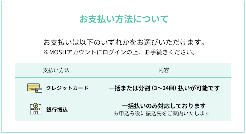 お支払方法について