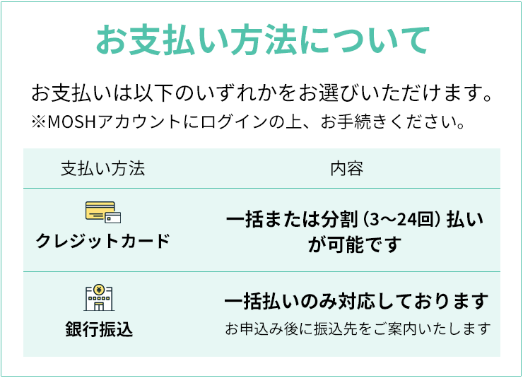 お支払方法について