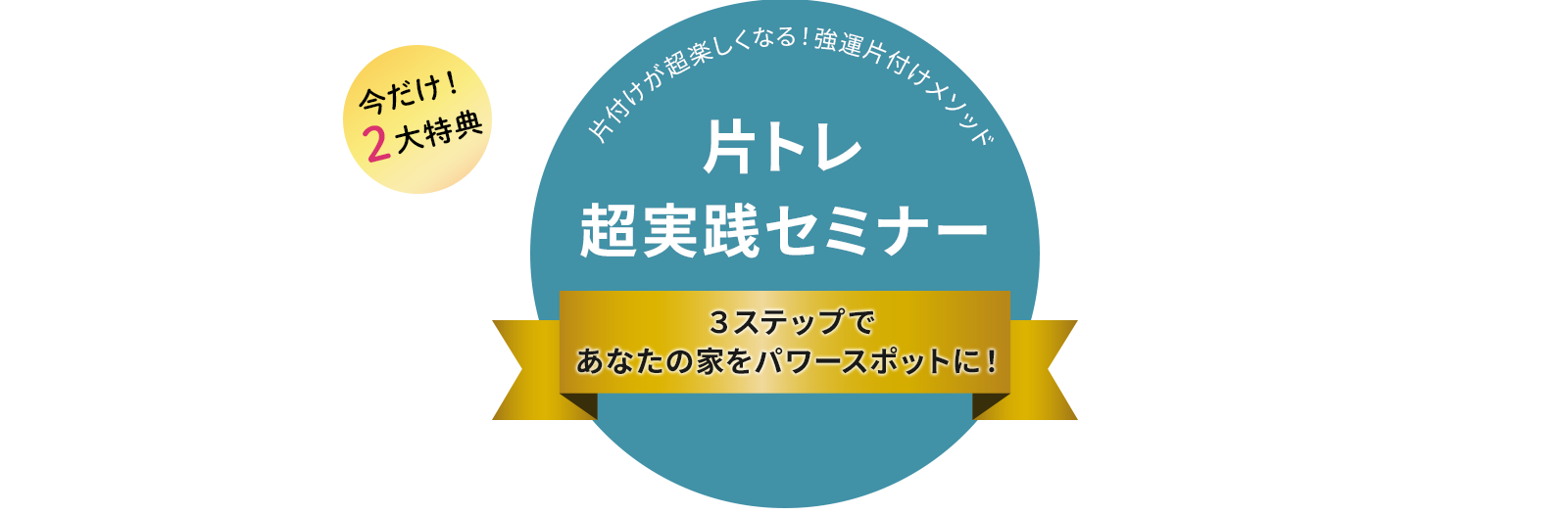 今だけ！２大特典 片付けが超楽しくなる！強運片付けメソッド 片トレ超実践セミナー ３ステップであなたの家をパワースポットに！